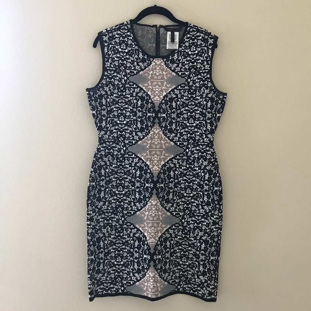 BCBG Jacquard Sleevless Bodycon Dress
